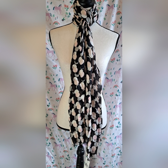 NWT Kate Spade Viscose Pink Black & Grey Steal The Spotlight Casual Scarf Wrap - Picture 1 of 7